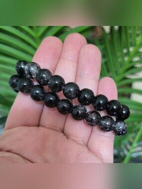 🖤 Midnight Flash Crackle Bead Bracelets 🖤